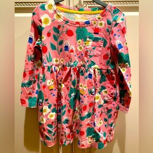 Mini Boden Pink Garden-Themed Dress, Size 4-5 Yrs